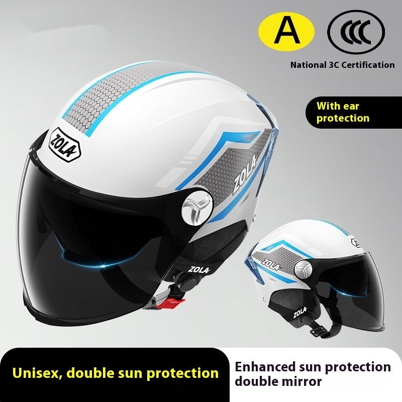 Moto de batterie pour hommes et femmes Quatre saisons Universal Sun Protection Half Helmet