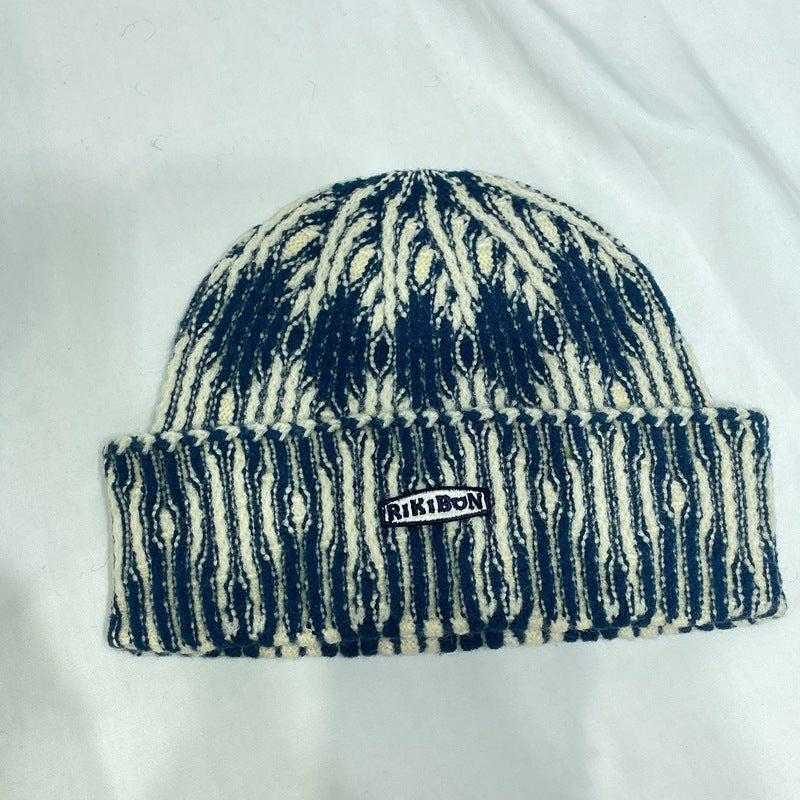 Autumn Winter Warm Ear-Protecting Tie-Dye Colorblock Knitted Beanie