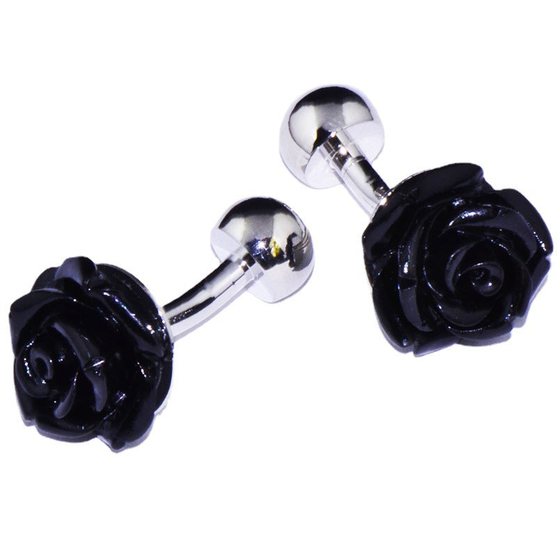 Rose noire Boutons de manchette français