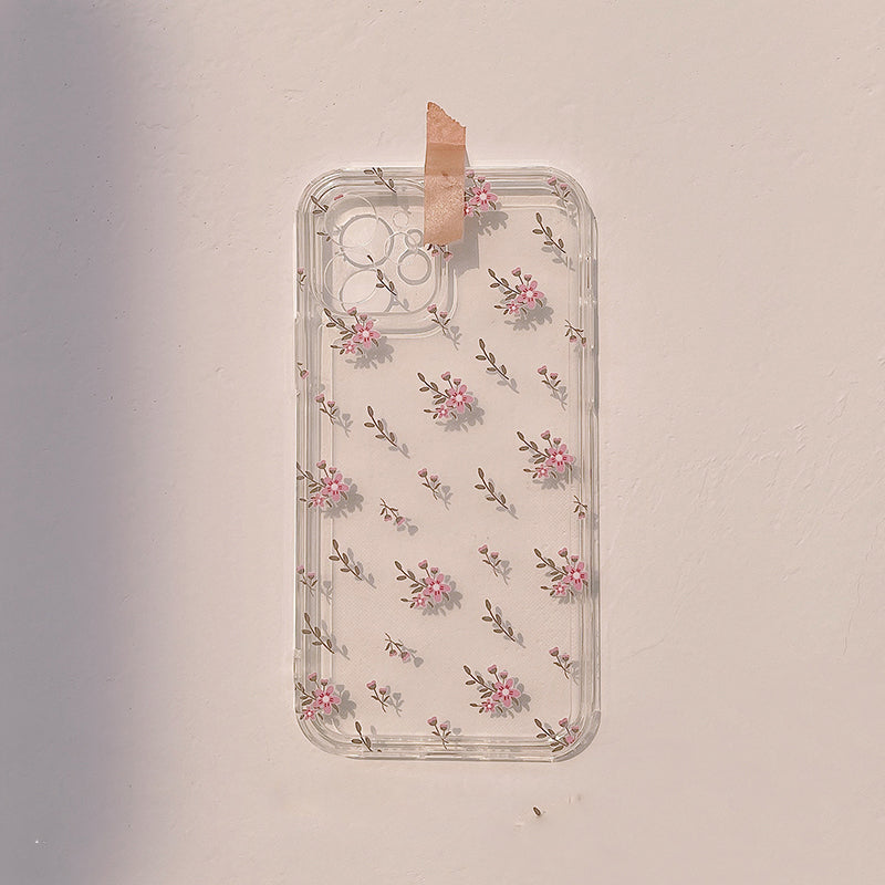 Petit étui de téléphone souple transparent Floral