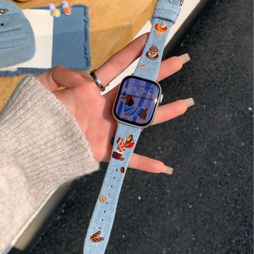 Retro-style Denim Loafers avec une bracelet de montre chiot
