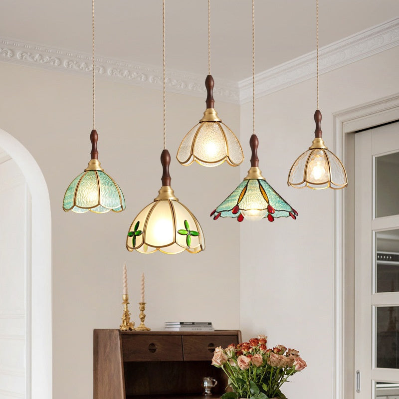 Style américain Vintage Lustre tout-cuivre Petite lumière pendentif