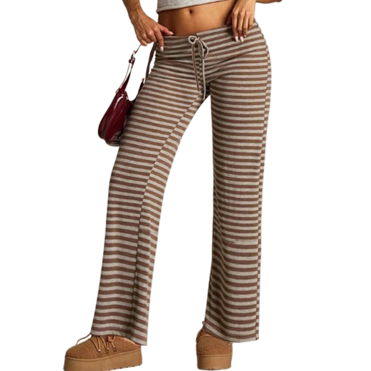 Pantalons rayés Europe-Américains confortables et occasionnels