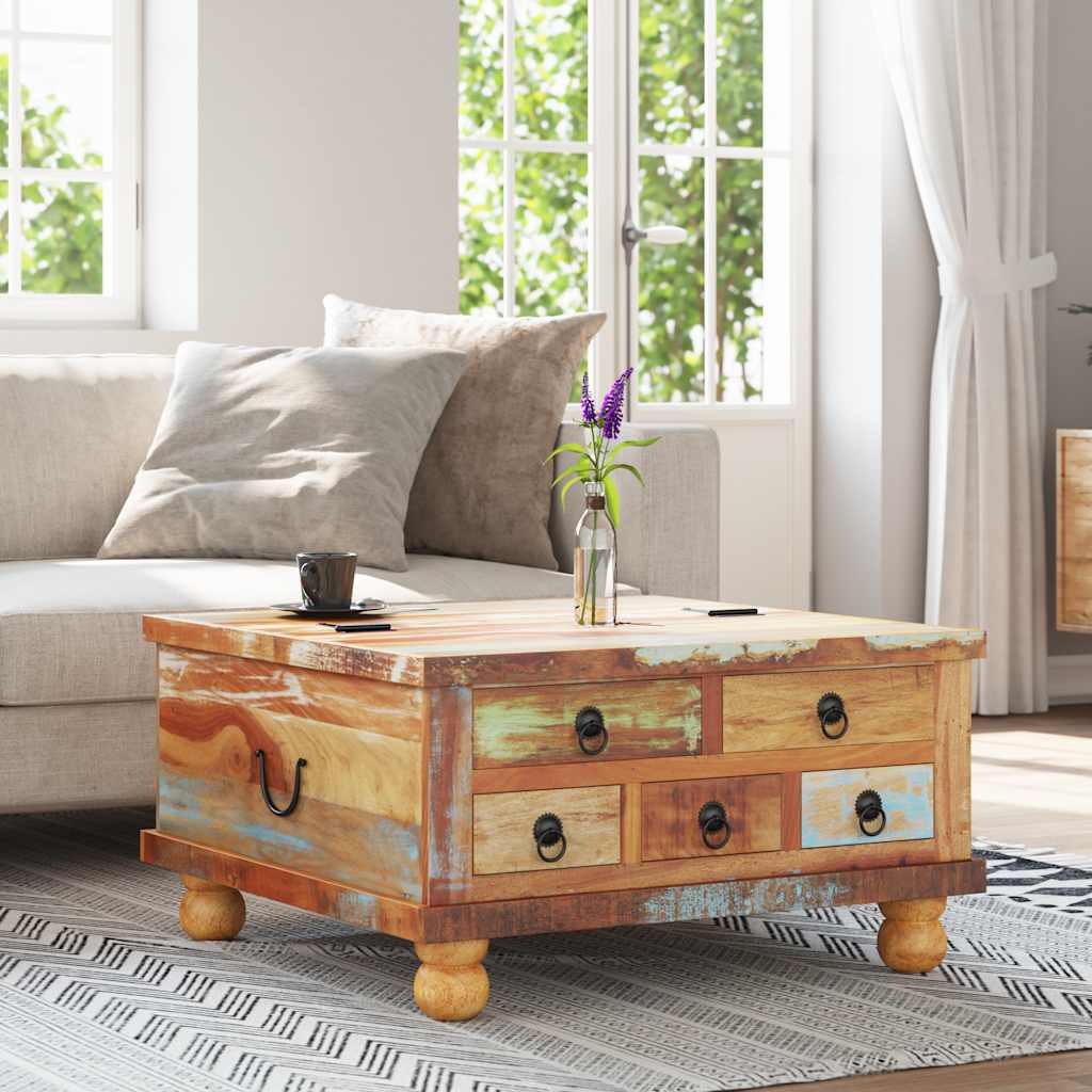 Table de café Bois recuit 70x Table de café Bois de mangue dure
