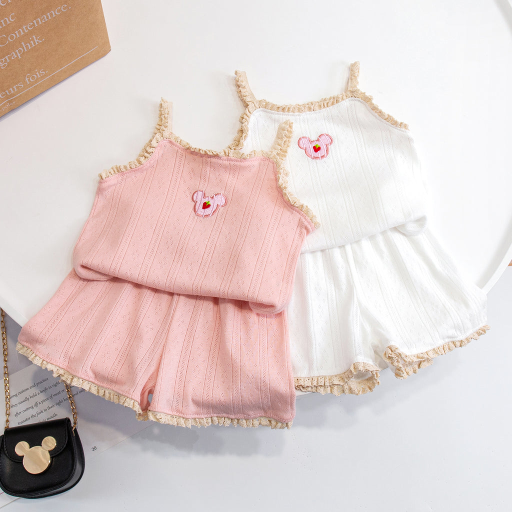 Filles' Home Service Suspendu d'été Pyjamas mince style Western-style Vest Respiration