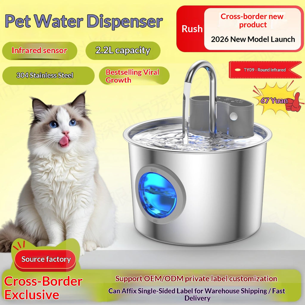 Animal Fontaine d'eau Distributeur d'eau en acier inoxydable