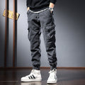 Pantalon casual en coton couleur solide pour homme