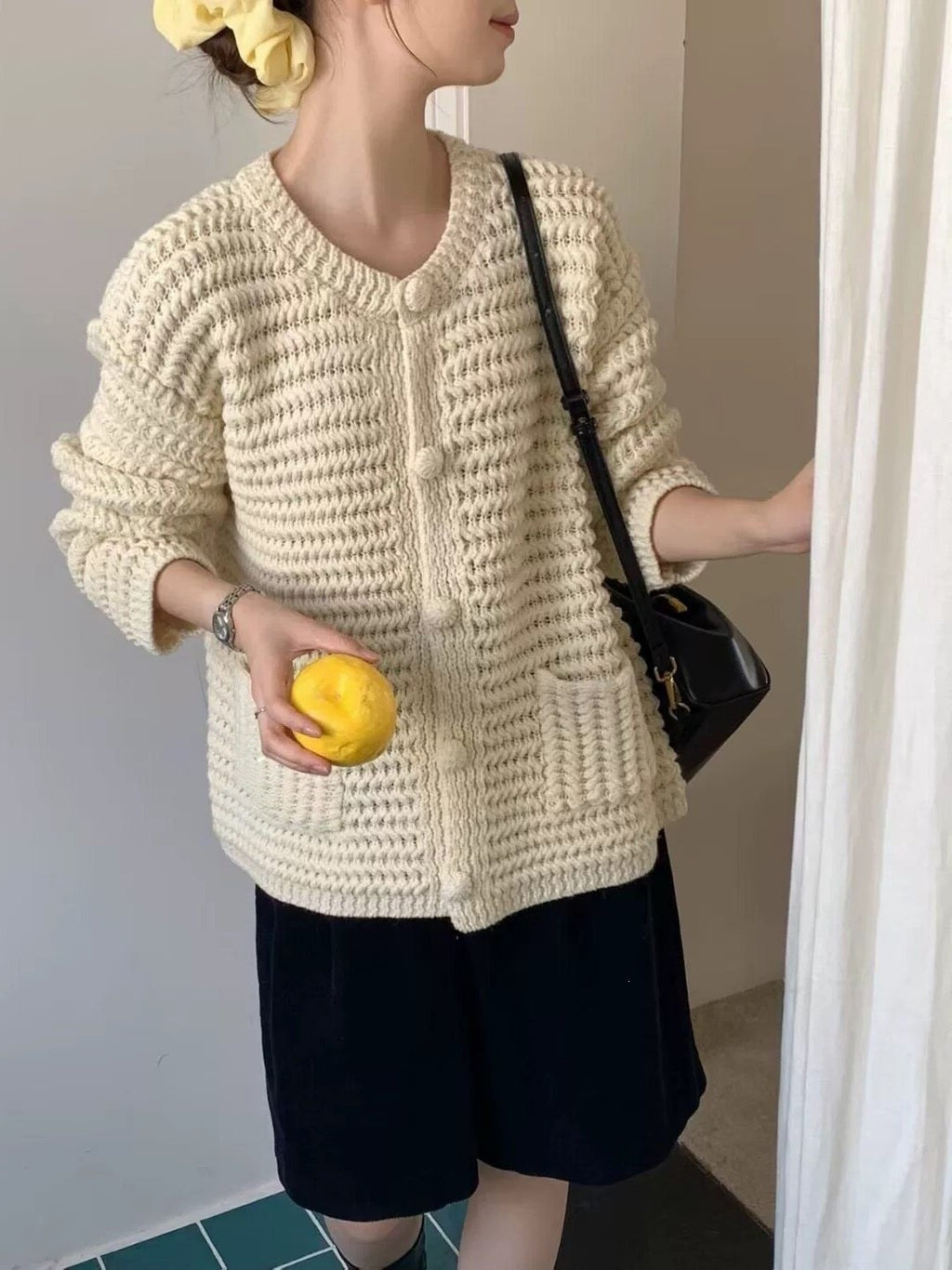Manteau de couleur solide Laid-back Top Femmes Laid-back Style