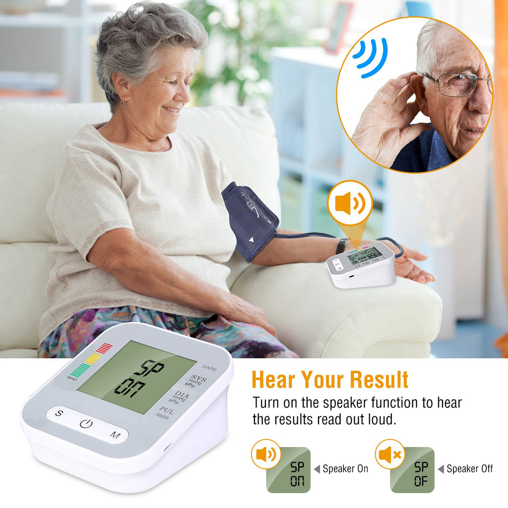1Pc Digital Arm Blood Pressure Monitor LCD Digital Heart Beat BP Test de santé avec Vo