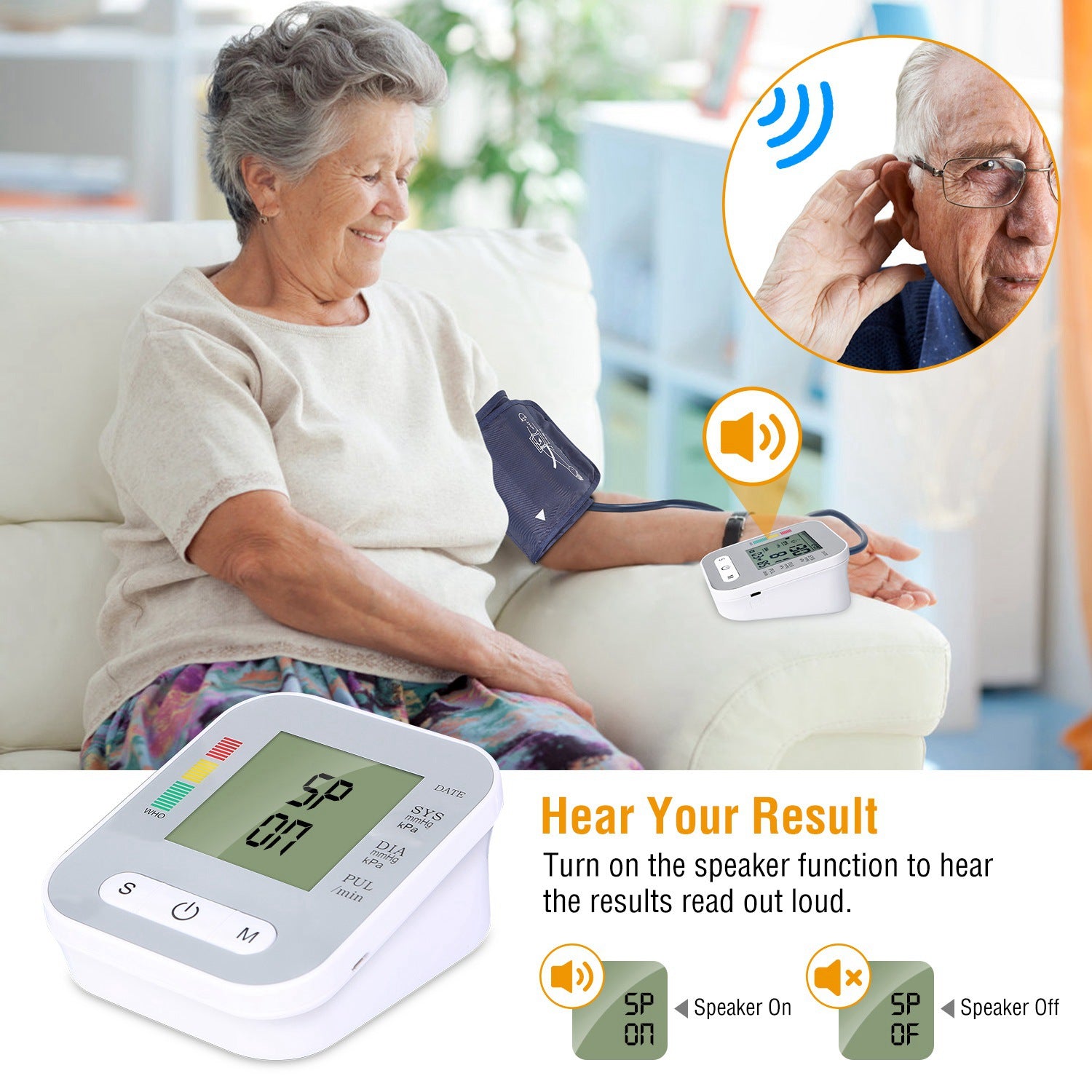 1Pc Digital Arm Blood Pressure Monitor LCD Digital Heart Beat BP Test de santé avec Vo