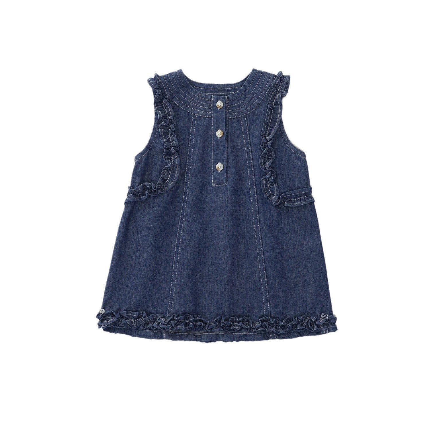 Robe de denim sans manches de style coréen pour filles