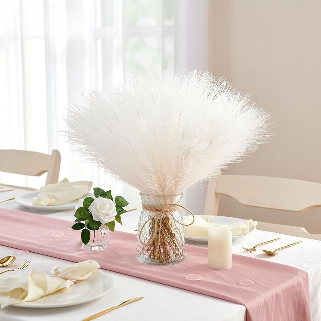Ensemble de 50 décors de pampas artificiels blancs