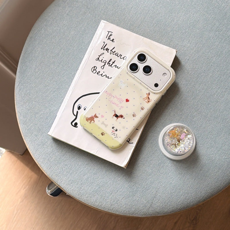 Cute Puppy Quicksand Magnetic Holder Phone Case