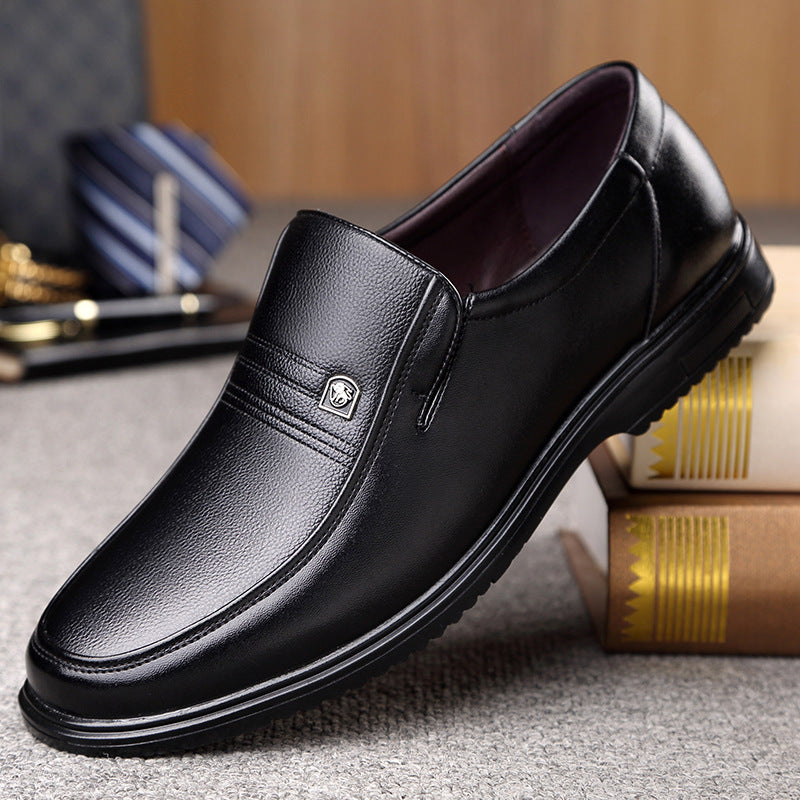 Chaussures décontractées en cuir véritable en cuir d'une semelle plate ronde pour hommes