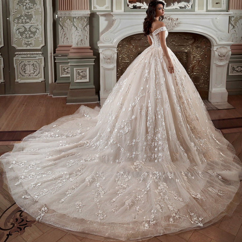 Hors-épaule Robe de mariée de style français style Mori Trailing Simple petite robe de mariée