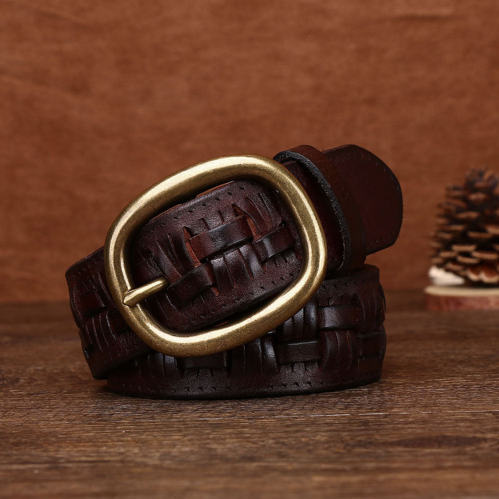 Ceinture en cuir de vache tissée à la main pour hommes