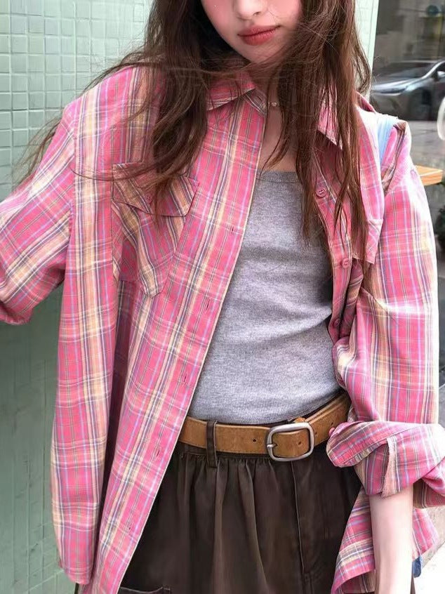Women's Relaxed Plaid Casual Blouse