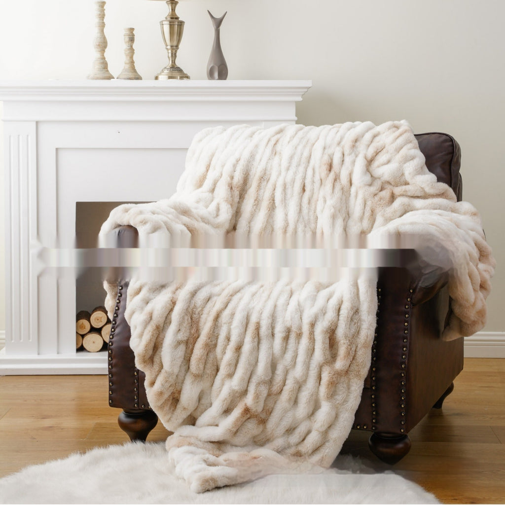 Blanket de fourrure de lapin de faux à double couche
