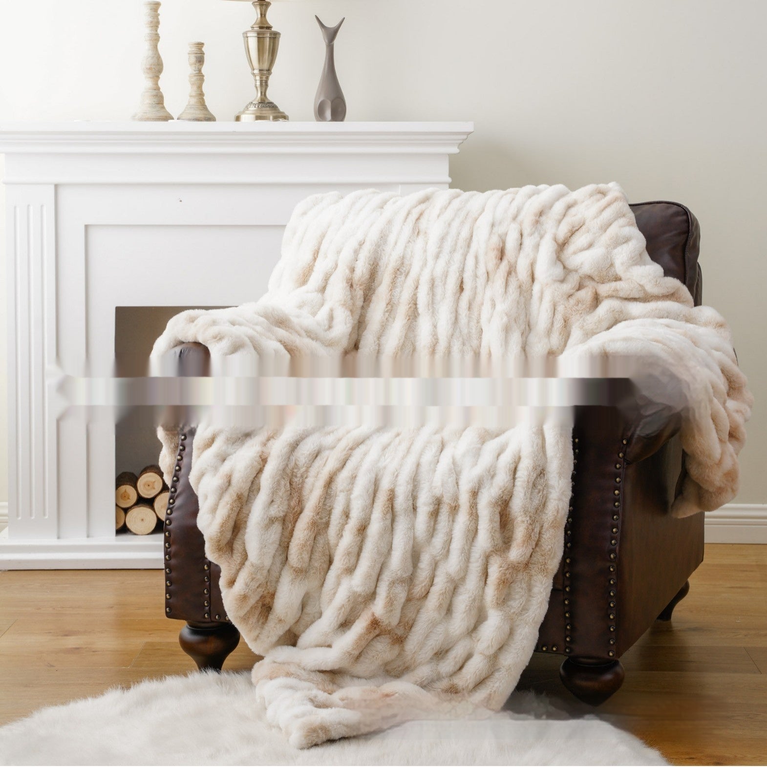 Blanket de fourrure de lapin de faux à double couche