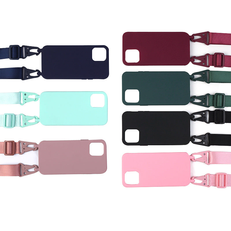 Personnalité Solid Color Lanyard Phone Case