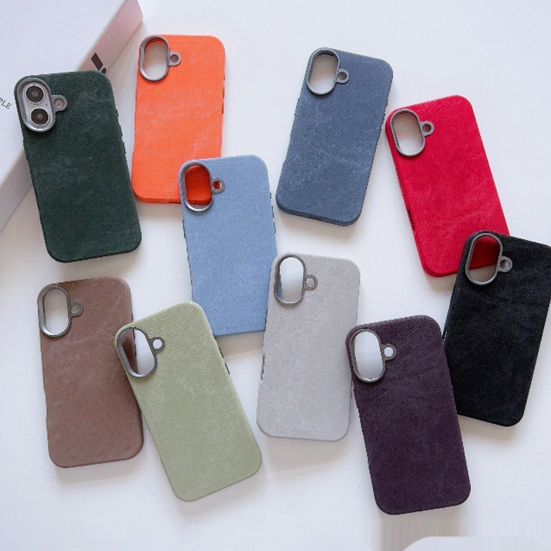 Étui de téléphone en cuir magnétique en flanelle