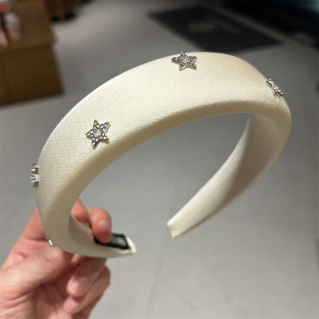 Bandeau pour femmes Haut bandeau de la Couronne avec strass étoilé Clip pour cheveux pour flyaways