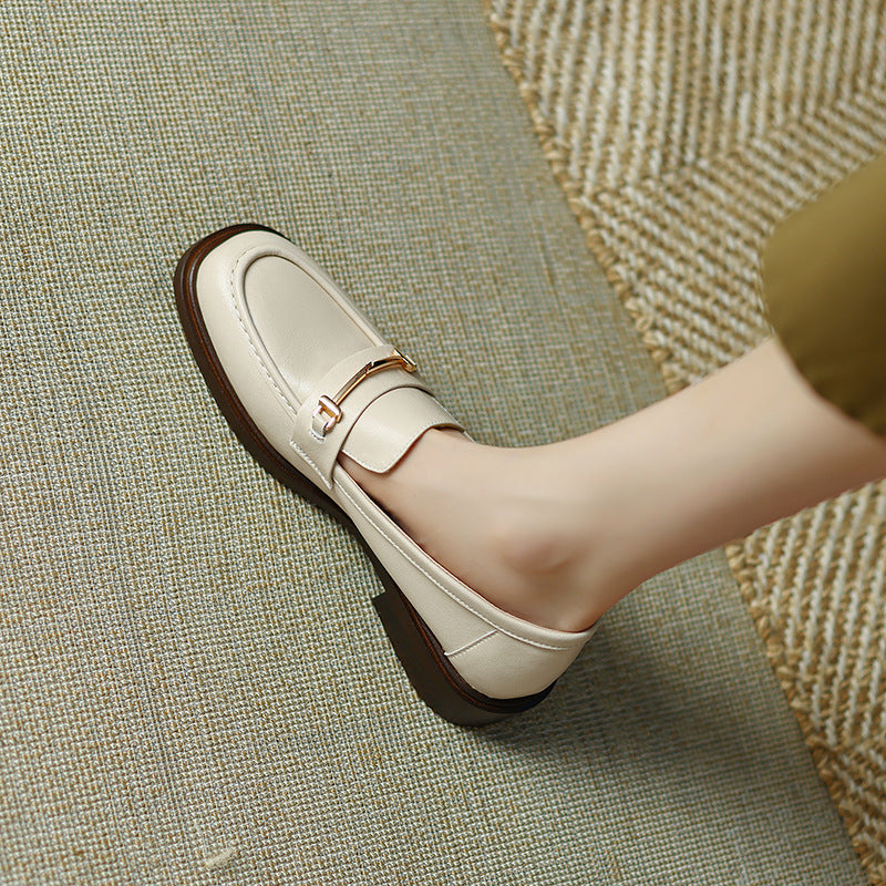Femmes Chunky-heeled Vintage Chaussures en cuir