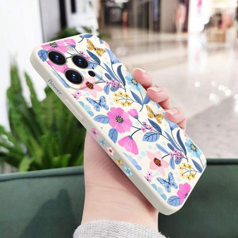 Étui téléphonique complet en silicone florel