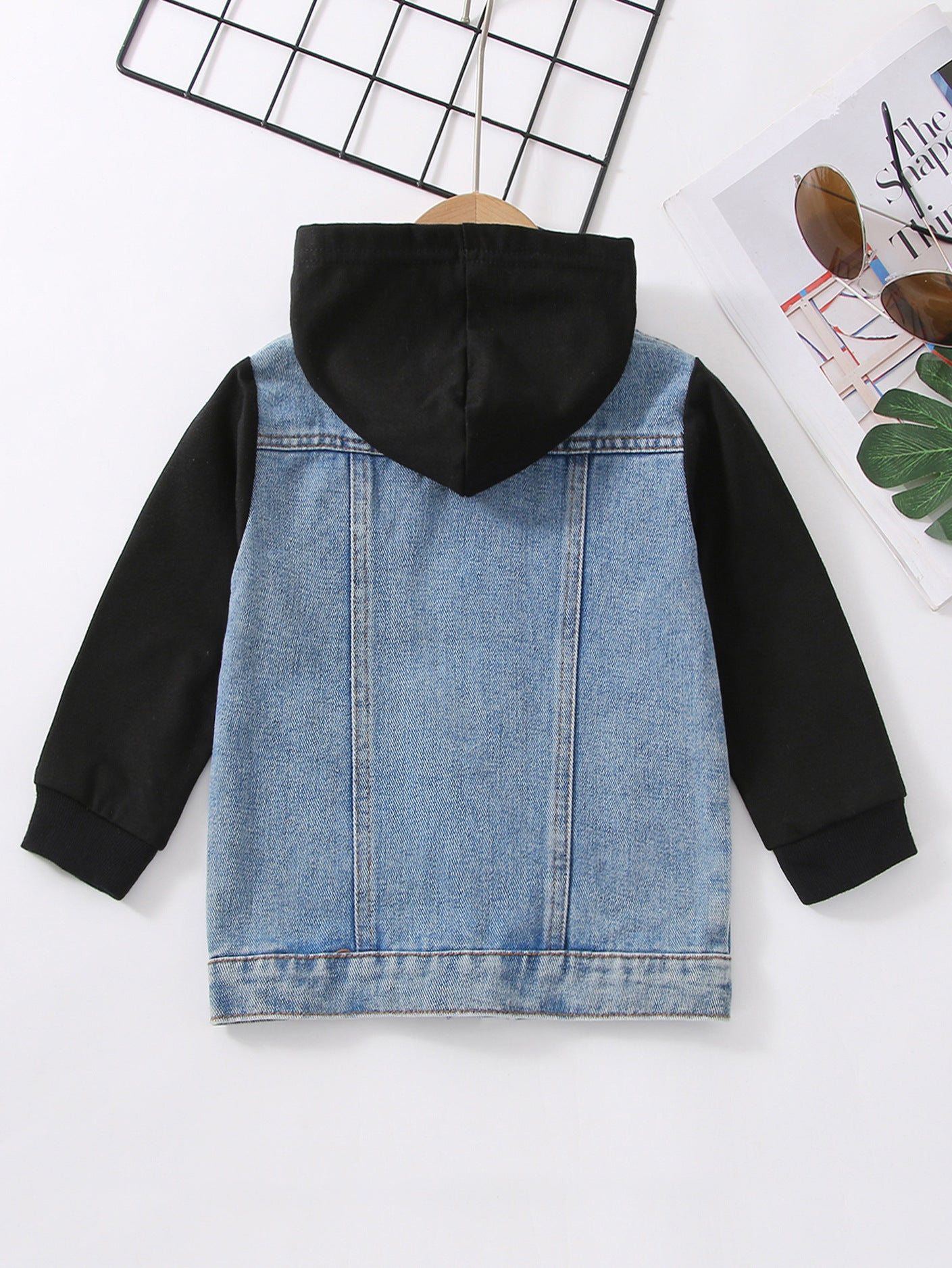 European And American Boy Hooted Raglan Denim Coat