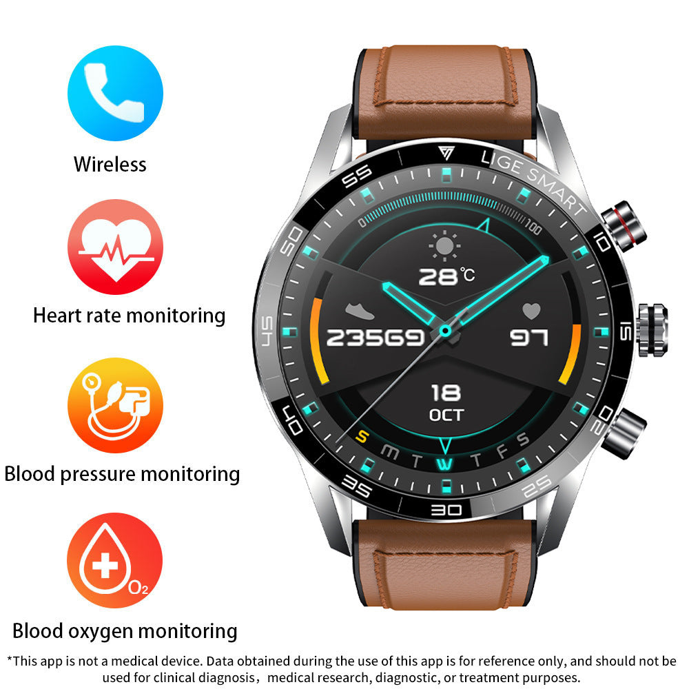 Smartwatch Bluetooth multifonctions pour les hommes avec pression artérielle et surveillance de la fréquence cardiaque