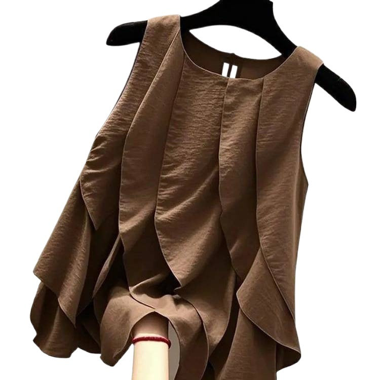 Blouse sans manches volante pour femmes