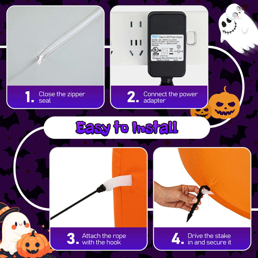 8FT Long Halloween gonflables citrouilles Ghost décorations extérieures