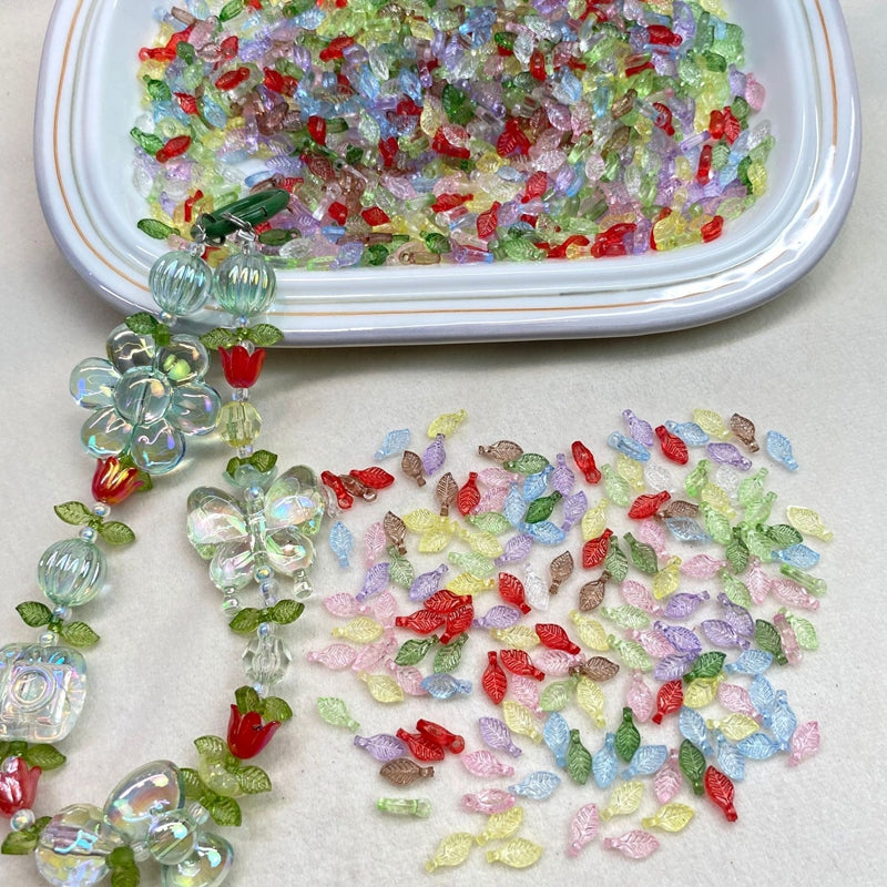 Tiny Translucent Acrylic Leaf Charms