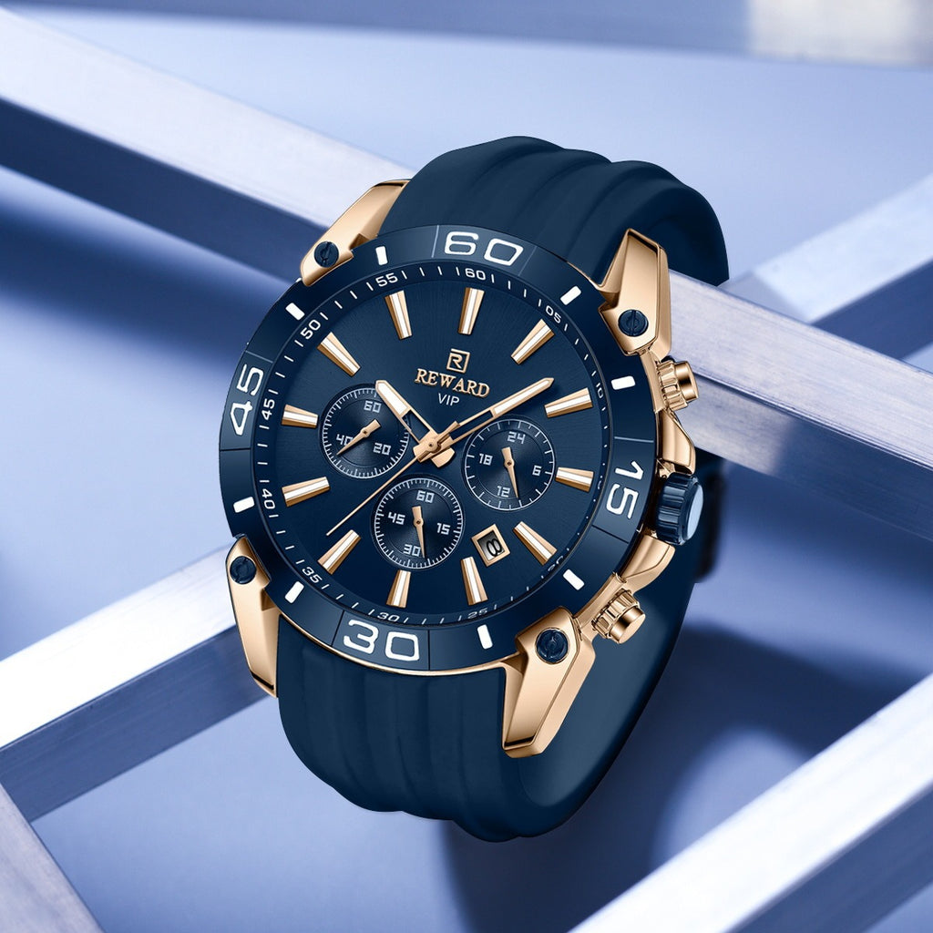 Hommes Quartz multifonction trois yeux et six aiguilles chronographe