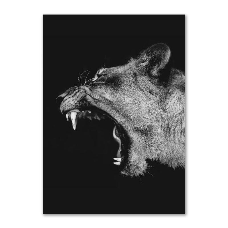 Affiche de la famille Lion noir et blanc