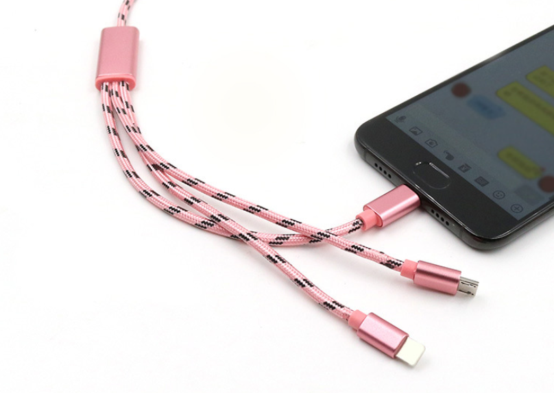 Câble de données 3-en-un Câble USB Téléphone mobile court TYPE-C Charge universelle 3-en-un