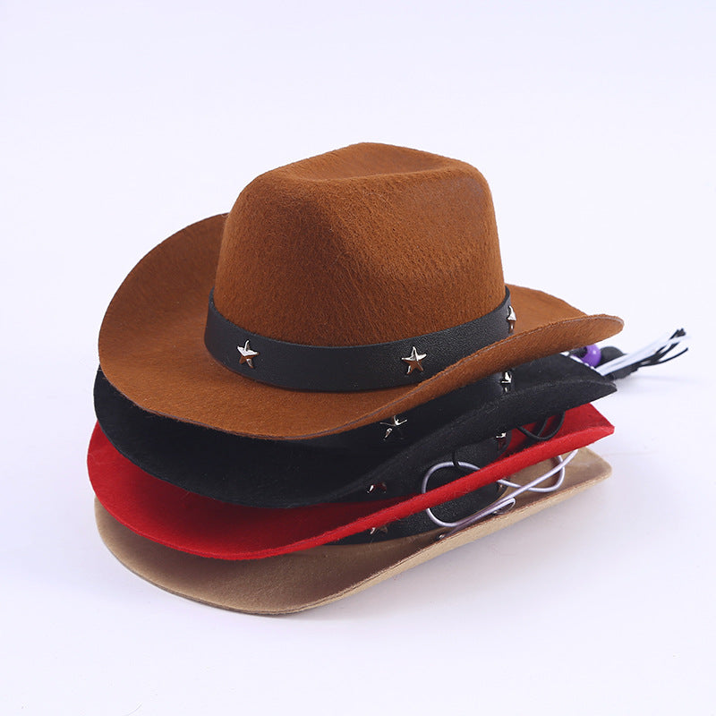 Polyester Woven Mini Hat Décoration pour animaux de compagnie Western Cowboy Hat