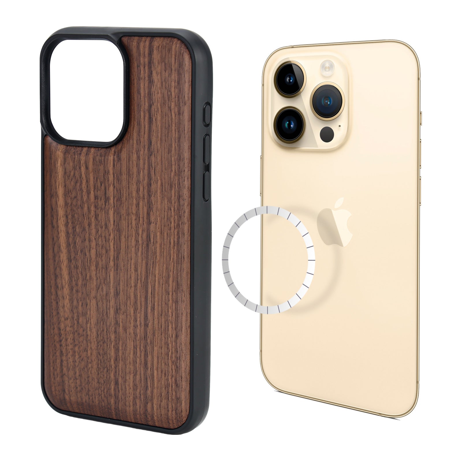 Boîtier de téléphone en bois magnétique