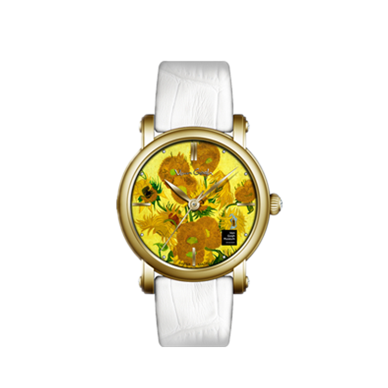 Van Gogh Montre Quartz Femme 3D imprimé peinture à l'huile Cadran Bracelet en acier tournesols