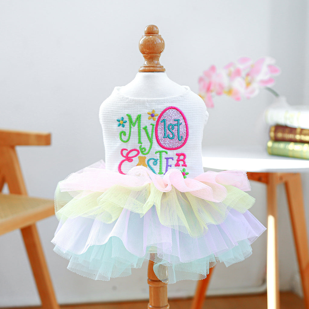 Vêtements de vacances pour animaux de compagnie pour chats et petits chiens Joyeux anniversaire et Chemise de Pâques Ballet Tutu