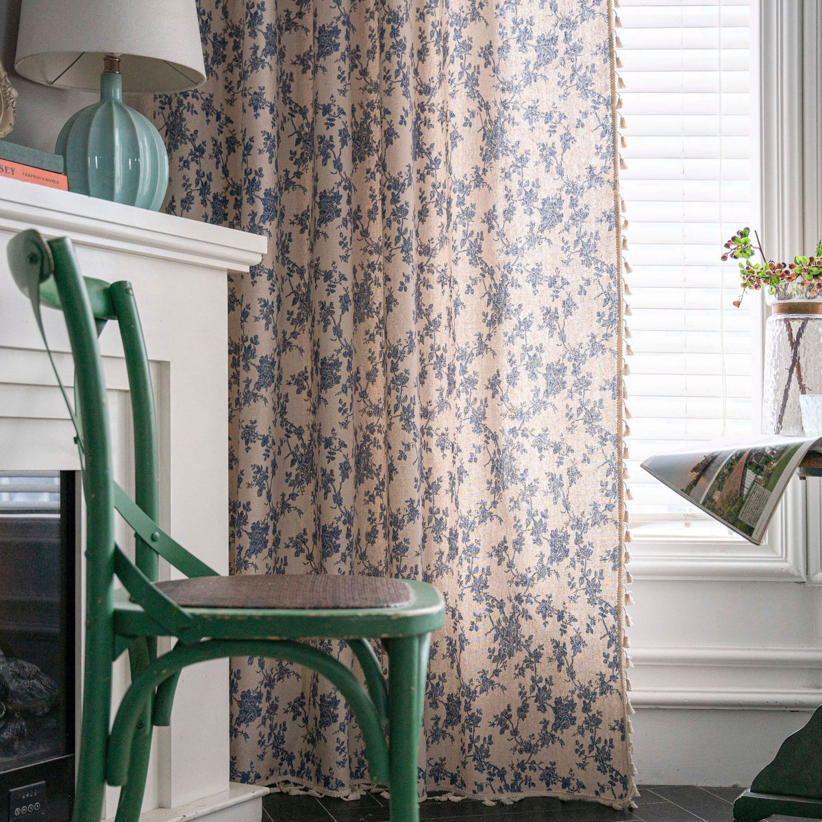 Coton et Linge d'imprimerie Rideau de cuisine Beige Tassel Petite fenêtre Half Shade Bay fenêtre