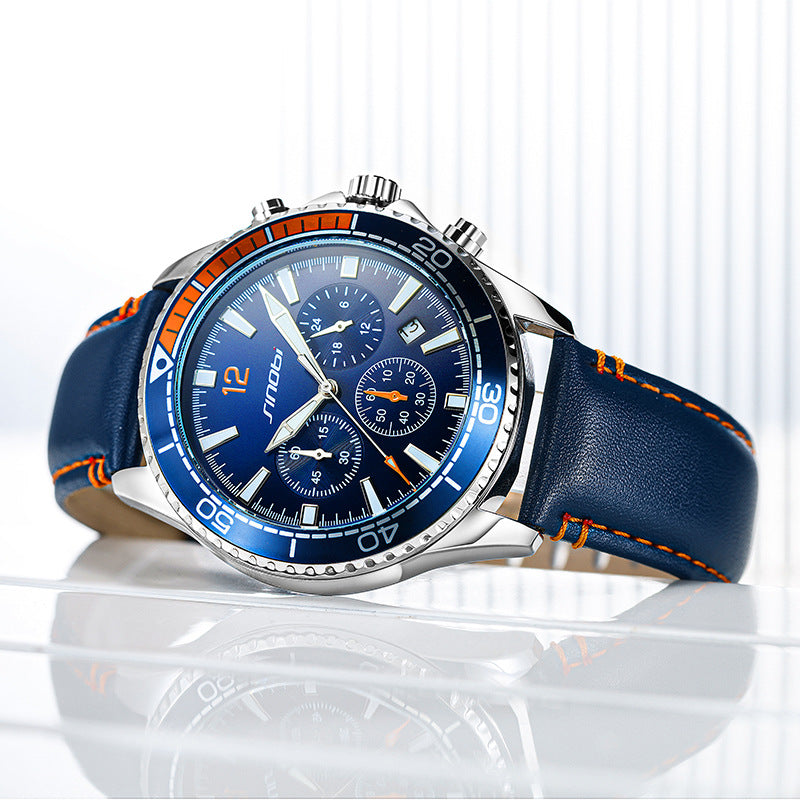 Montre chronographe multi-fonction hommes sport légère ceinture