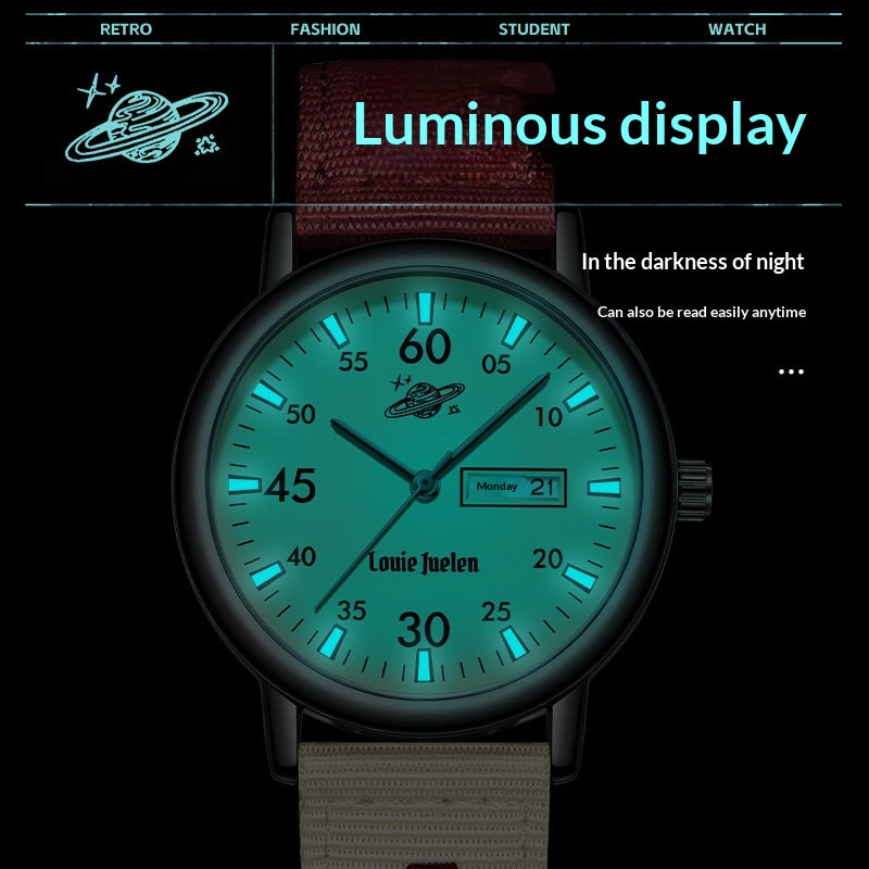 Montre Quartz étudiante personnalisée rétro