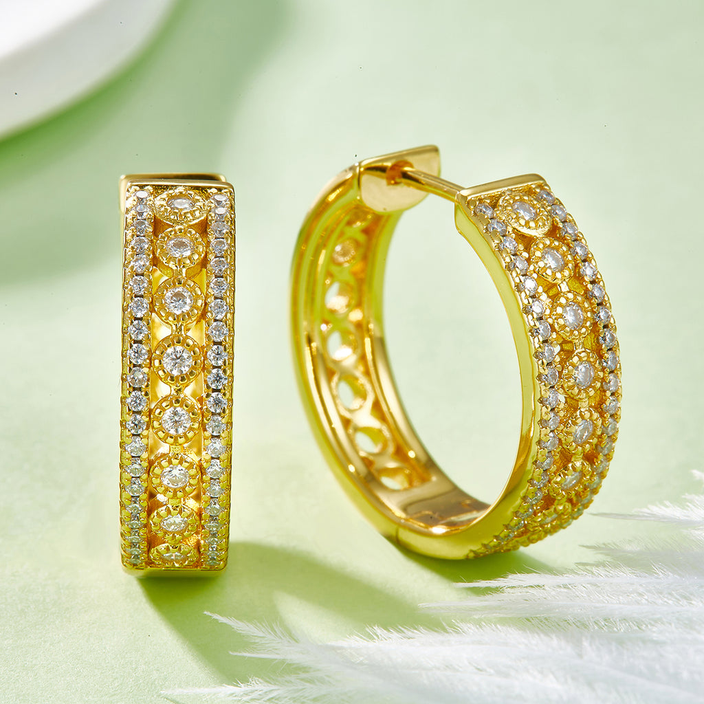8,5g S925 Argent Sterling 0,74CT Boucles d'oreilles Moissanite Hoop 20mm Pave Hougie Hoops avec Holl