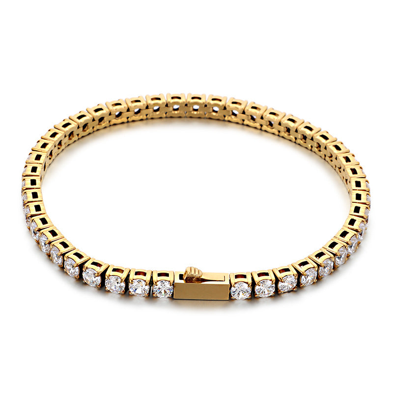 Chaîne de tennis en acier inoxydable sertie de diamants