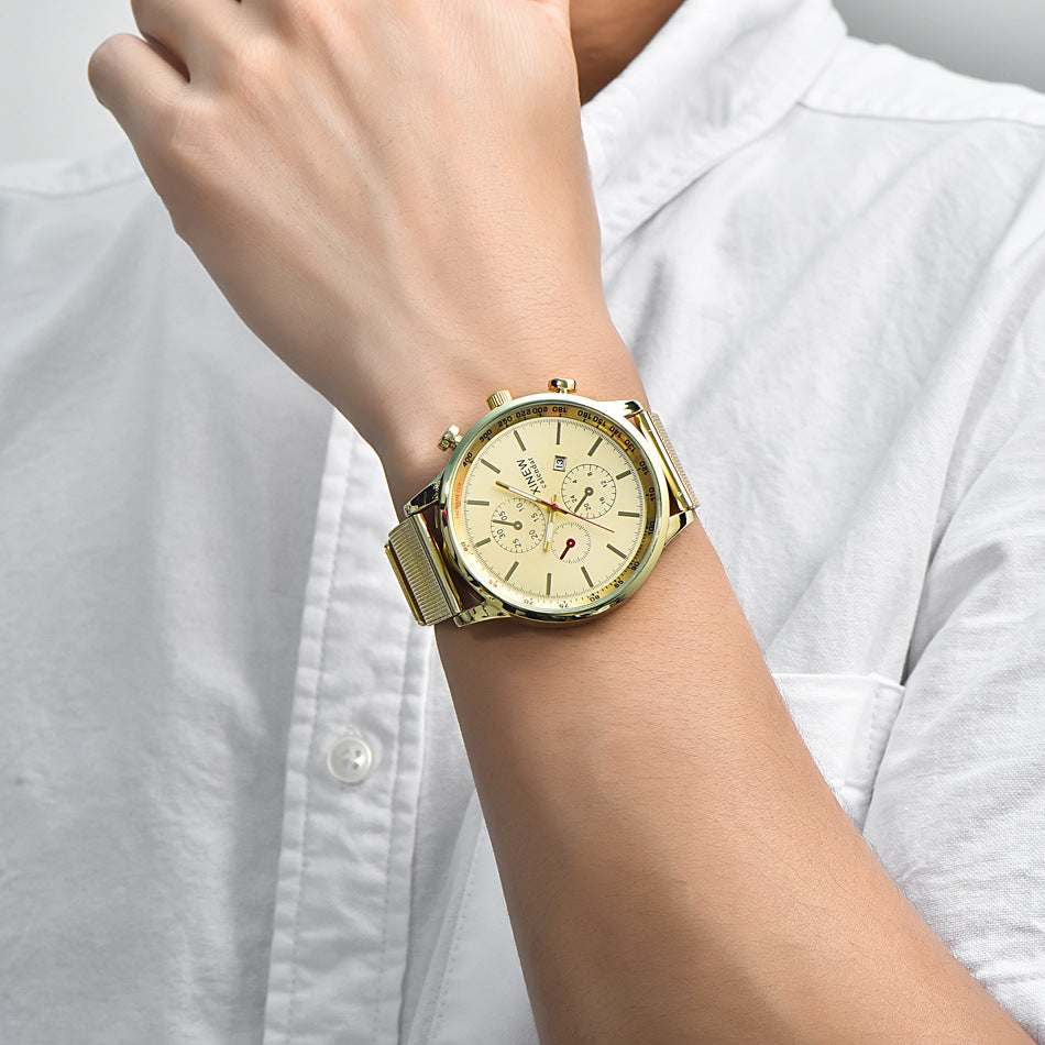 Montres de mode hommes en acier inoxydable Date Montre Quartz