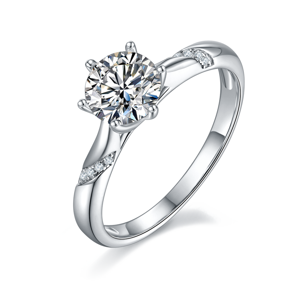 S925 Sterling Silver 1ct Moissanite Engagement Ring