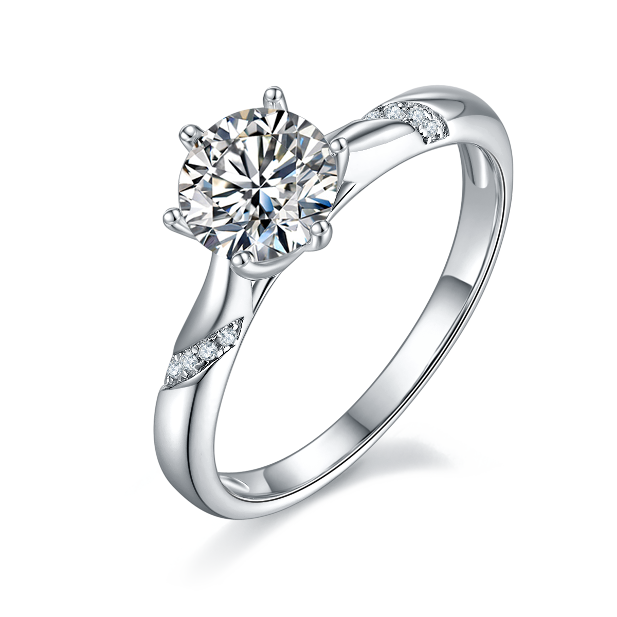 S925 Argent Sterling 1ct Moissanite bague de fiançailles