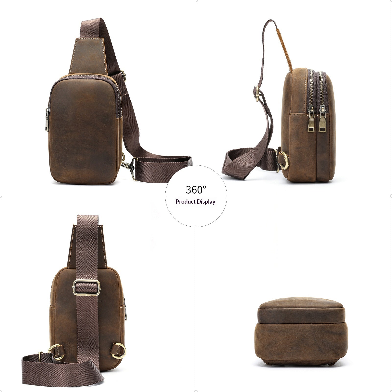 Sac de poitrine vertical pour hommes rétro occasionnel