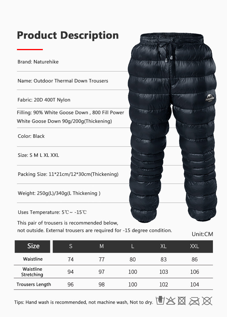 Pantalon extérieur léger d'oie blanche d'hiver